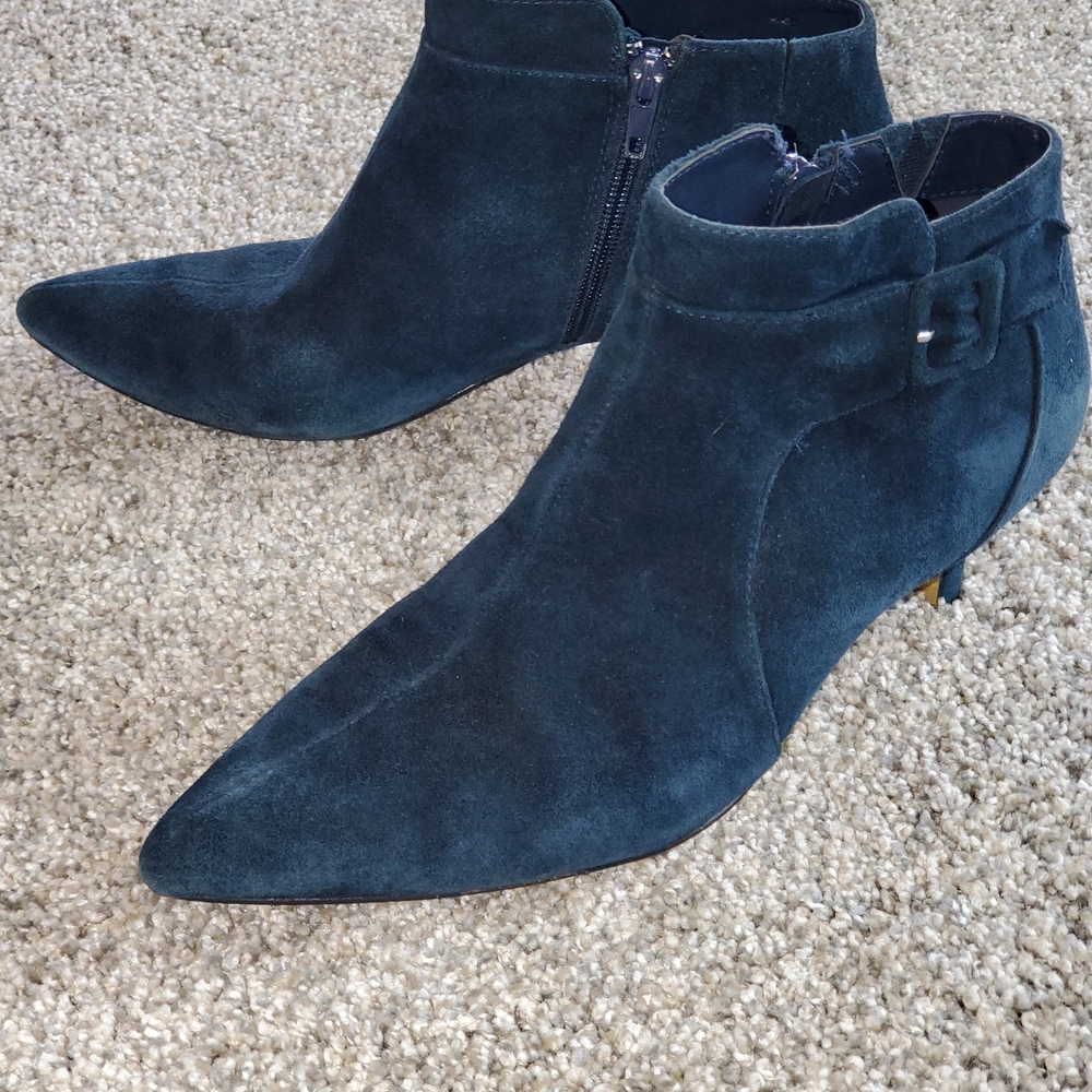 Bella Vita Womens Deep Teal Blue Suede Ankle Booties Size 10N